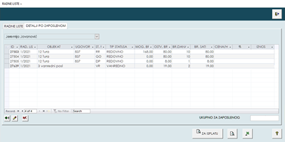 Podmodul Radne liste